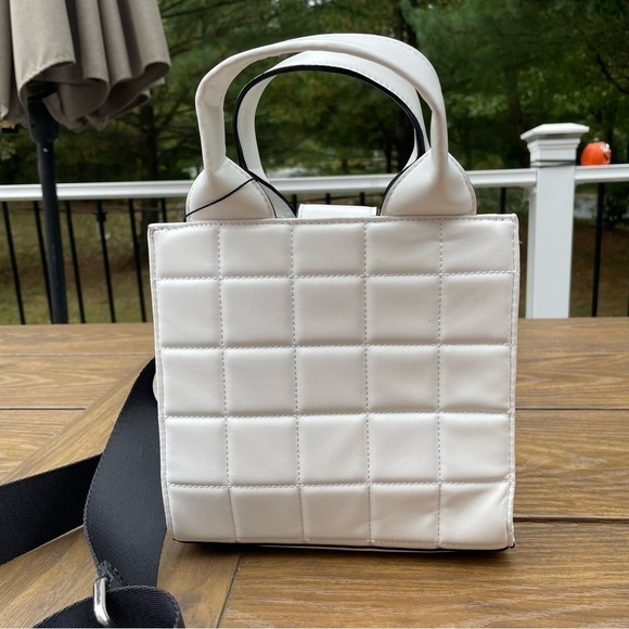 Sam Edelman Circus Duncan Mini Tote Bag Crossbody puff fine Napa white cottage - Picture 3 of 10